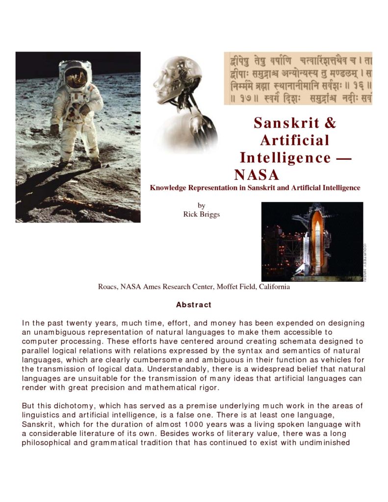 sanskrit and artificial intelligence nasa
